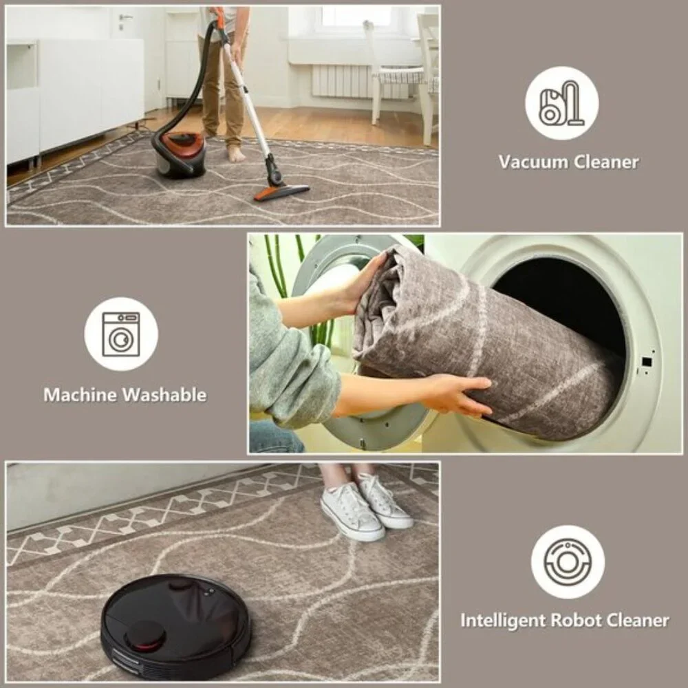 New 4x6 Washable Area Rug, Non-Slip Low Pile Carpet for Home & Room Decor